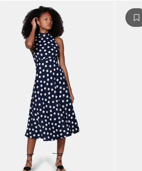 Most of All Coralie Midi Dress, Navy & White - Picture 6 of 10